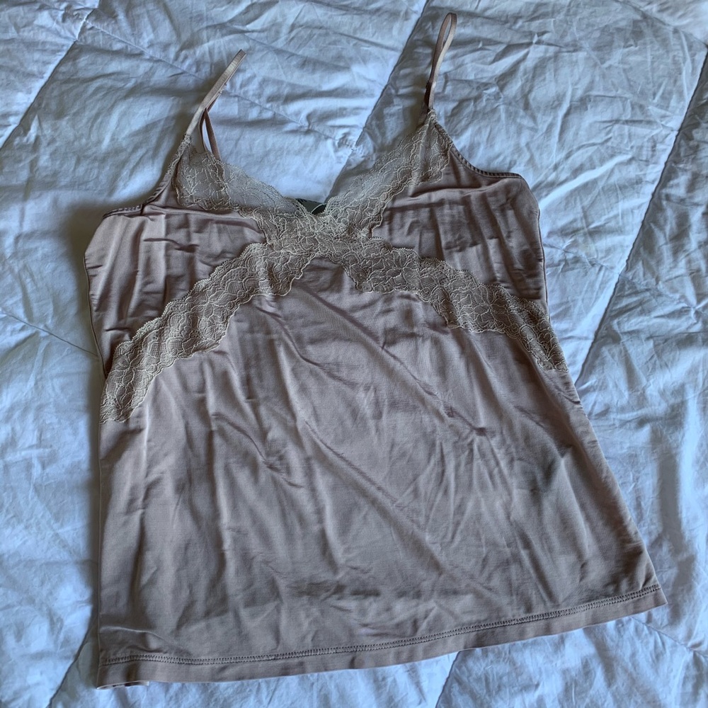 Lace silk tank